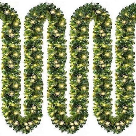 Julgirlang med belysning 5m 100 LED-lampor belyst inomhus utomhus grön juldekoration juldekoration girlang grangirlang