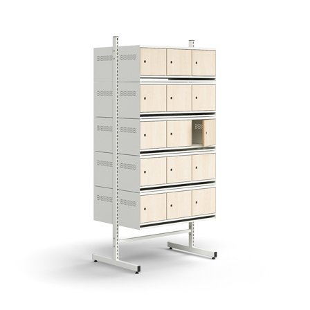 Schuhschrank ENTRY, Unterschrank, 30 Holztüren, 1800x900x600 mm, weiß/Birke