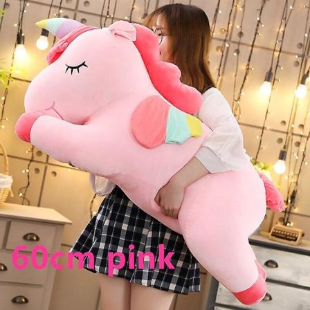 Jättestorlek 110/60 cm Kawaii Unicorn Plyschleksak Mjuk stoppad Populär Dark Gray