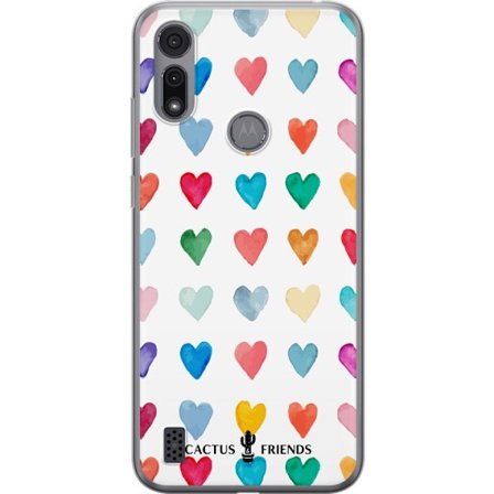 Kompatibelt Mobilskal till Motorola Motorola Moto E6i Cactus and Friends - Watercolor Love Grid