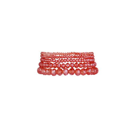 5 st Kristallarmband / Armband med Kristall - Ljus Röd / Cherry