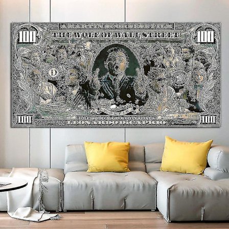 Lerret Maleri Graffiti Gatekunst Min Kunst 100 Dollar Wolf Of Wall Street Plakat Veggkunst Ingen Ramme(40x80cm,Stil 2)