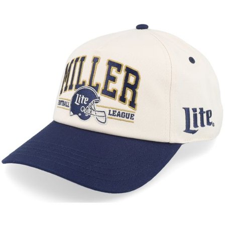 American Needle - Beige adjustable Keps - Miller Lite Roscoe Football Ivory/Navy A-Frame Adjustable @ Hatstore