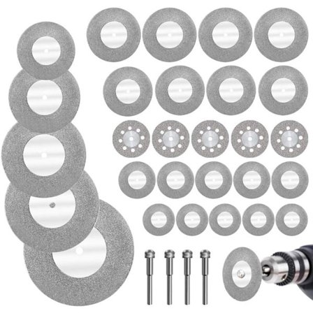 32 st Mini Diamantkapskiva med 4 st Dornar Kapskiva Mini Kapskivor för Glas/Ädelsten/Trä/Metall/Keramik-16/20/22/25/30/40/50/60mm