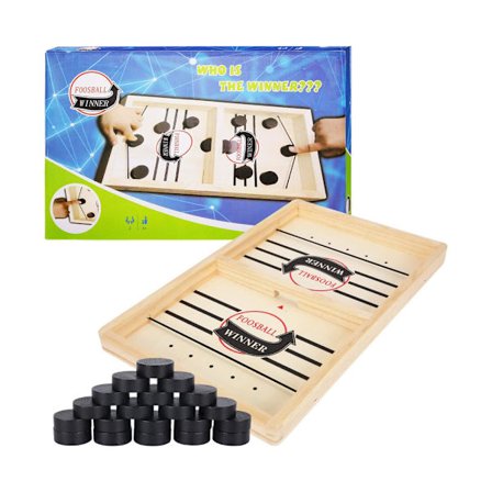 Snabb Sling Puck Bordhockeyspel - Trä 2-i-1 Katapultbräde