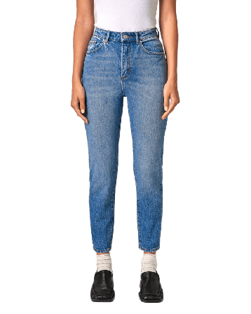 Neuw Lola Mom Fazed Mid Vintage Blue Jeans Dam Blå w24l28