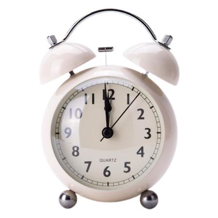 5" Lysende vækkeur Ikke-tikkende Quartz Analog Retro Twin Bell ur med høj alarm og Nightlightwhite