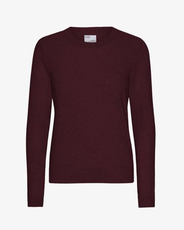 Women Light Merino Wool Crew - Oxblood Red - Female - M