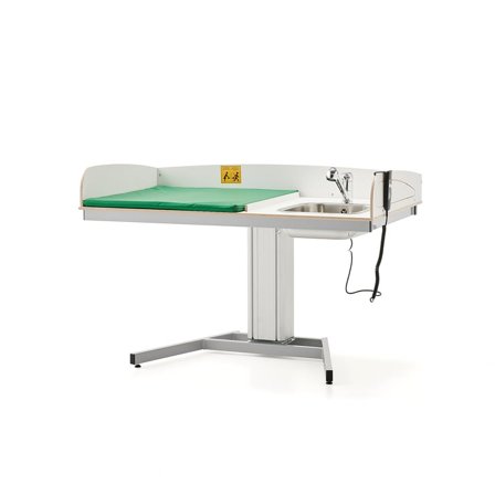 Höhenverstellbarer Wickeltisch NEIL, inkl. Waschbecken R/H, 1400x800 mm