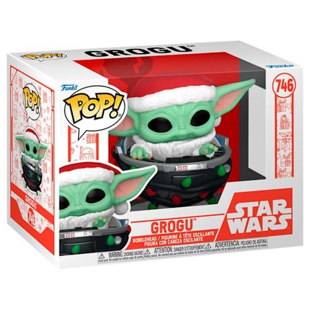 Star Wars Grogu figur med nissehue i barnevogn