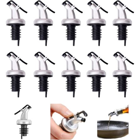 10 stk. Olie Hældetude, Olivenolie Eddike Vin Dispenser med Lækagesikker Hætte, Olieflaske Prop til Køkken og Bar