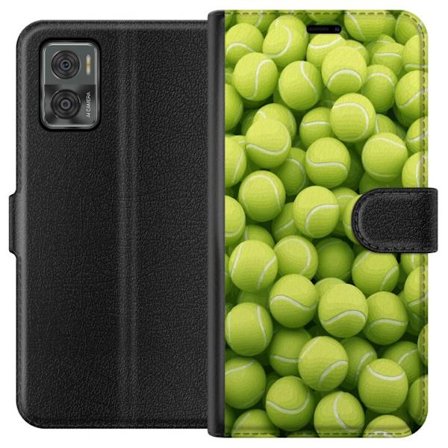 Kompatibel Tegnebogsetui til Motorola Motorola Moto E22i Mønster af grønne tennisbolde i høj detalje, sporty motiv med gentagende tekstur og stærk