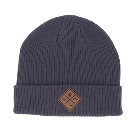 Wild Spirit - Grigio cuff Beanie - Engraved Nature Patch Graphite Grey Cuff @ Hatstore