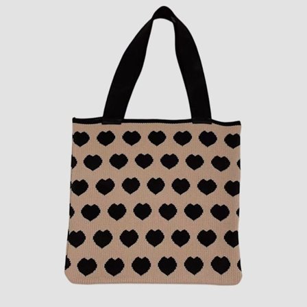 Strikket håndveske Handleveske for kvinner SVART