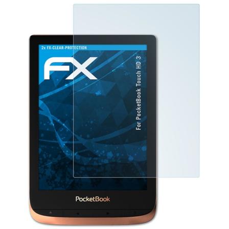 atFoliX 2x suojakalvo yhteensopiva PocketBook Touch HD 3 näytönsuojakalvo kirkas