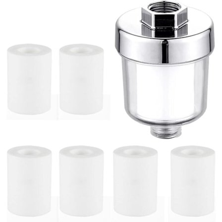 Dusjfilter, dusjvannfilter, hvitt dusjfilter for kraner eller dusj (sett med 7)