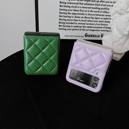 Rombmönstrat skal kompatibelt med Samsung Galaxy Z Flip 4, stöttåligt skyddsfodral i PU-läder