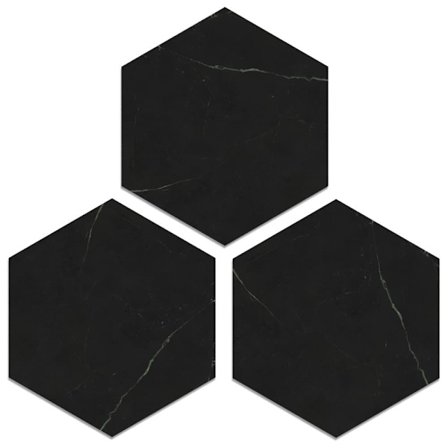20-pak Selvklæbende Gulvfliser Hexagon Sort Marmor, Vægdekorationer til Køkken & Badeværelse, DIY Gulv 1,17 kvm_TF_TF