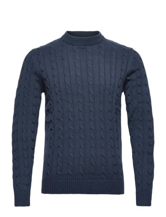 Slhryan Structure Crew Neck Blue Selected