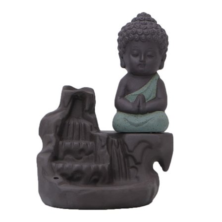 Keramisk Little Monk Smoke Backflow Cone Rökelsehållare Rökelse för brännare dekoration