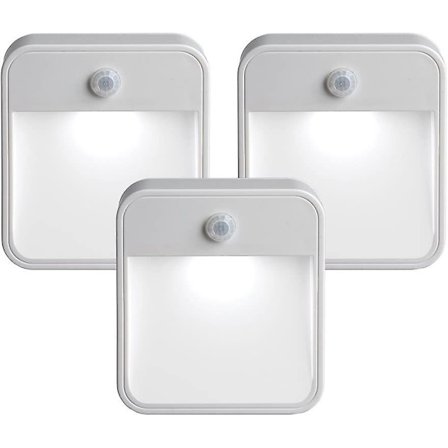 Batteridriven rörelsesensor LED-nattlampa, 3-pack, vit, 3 st