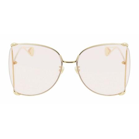 Gucci, Oversized-Frame Metal Sungles Żółty, Kobieta, Rozmiar: ONE Size