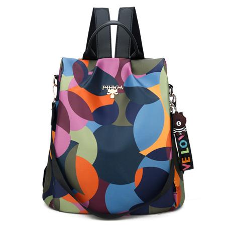 Kvinner jente ryggsekk skulderveske skoleveske Oxford Cloth Anti-Theft Outdoor Camouflage Colorful bear