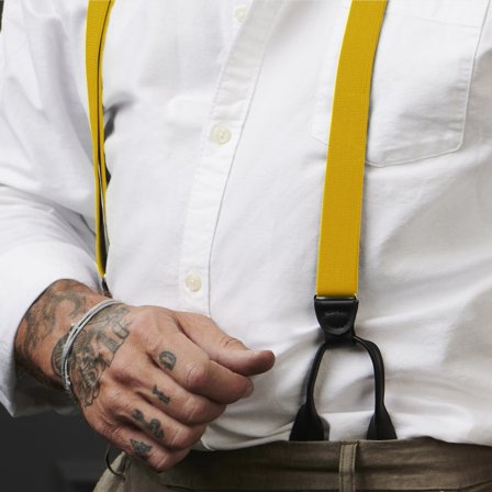 Smale Gyllengule Bukseseler med Knappefeste for menn - Bukseseler med knapper