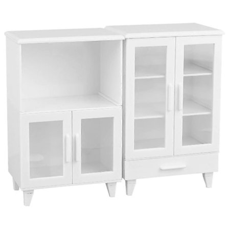 Nukenkotitalon säilytyskaapin tarvikesarja neliön muotoinen taitojen kehittämiseen Lasten leikki realistinen replikointi 13,50X8,60X5,60CM valkoinen 