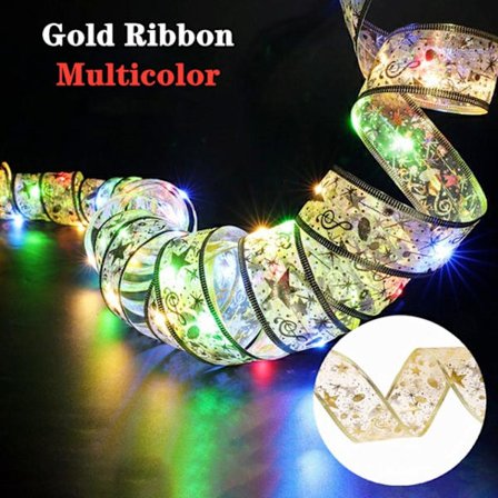 Christmas Ribbon Fairy Light Juldekoration DIY Bows String Light Tree Ornaments