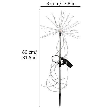 Solcelled Fyrværkeri Lys 200leds Have Mælkebøtte Lampe