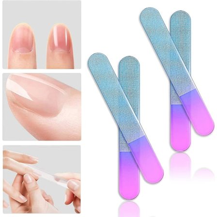 Krystal Glas Neglefil Sæt Og Poleringsmiddel, Dobbeltsidet Ætset Krystal Neglefiler