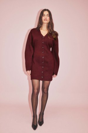 NA-KD Robe courte en maille à coupe structurée - Robes Pull - Bordeaux - L