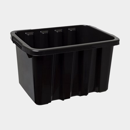 Förvaringslåda i plast - Nordiska Plast StrongBox, svart, 460 x 338 x 263 mm, 27 liter