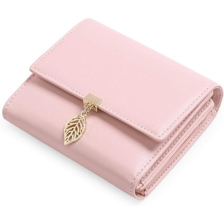 Lyserød Kvinders Pung Delikat Blad Tegnebog PU Læder Lynlås