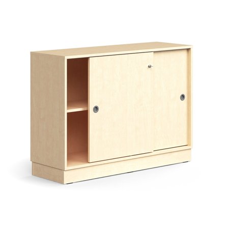 Schiebetürenschrank QBUS, abschließbar, 873x1200x400 mm, Birke