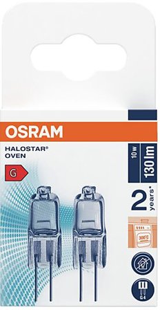 OSRAM Halogen Pin G4 Oven 10w 130lm klar Dimbar Varmhvit 2stk