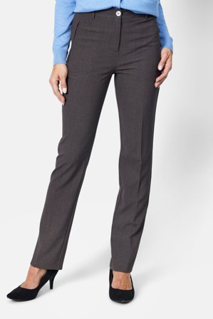 Brandtex - Sara Bukser Med Lynlåslommer - Gråbrun Meleret - Slim Fit