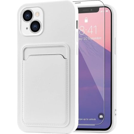 iPhone 13 (6,1 tum) skal, mobilskal för iPhone 13, kortplats designad för iPhone 13 skal - Vit