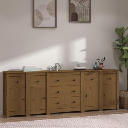 Vidaxl Skänk Honungsbrun 230x35x80 Cm Massiv Furu Brun