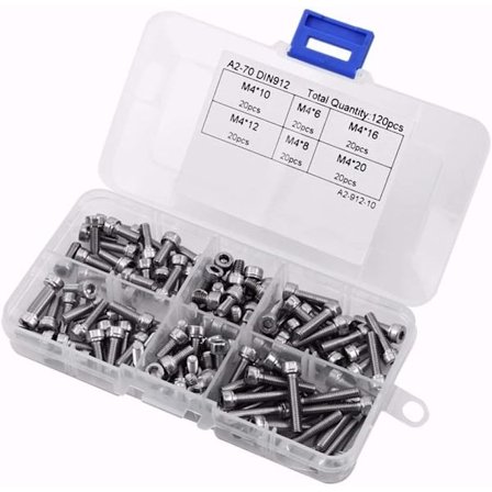 120 stk M4x6/8/10/12/16/20 Rustfritt Stål Sekskant Sokkelhette