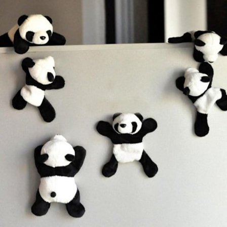 En kreativ tegneserie plysj panda kjøleskapsmagnet, 3D kjøleskapsmagnet, kontor whiteboard klistremerke.