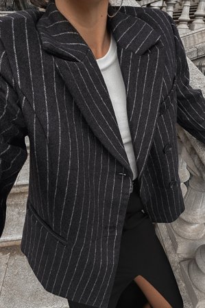 Mariona Autran x NA-KD Blazer oversize en laine mélangée - Tenue de bureau - Stripe - EU 38