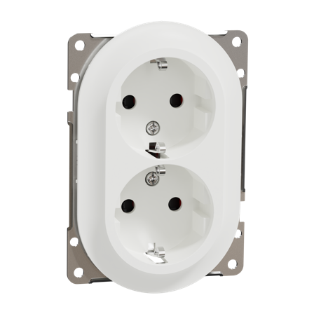 Elko EKO50081 Vägguttag 2-vägs, låg insats, med centrumplatta Renvit, Strömbrytare & vägguttag