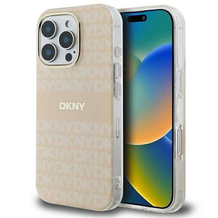 DKNY Repeat Texture Pattern & Stripe MagSafe iPhone 16 Pro-fodral - Rosa