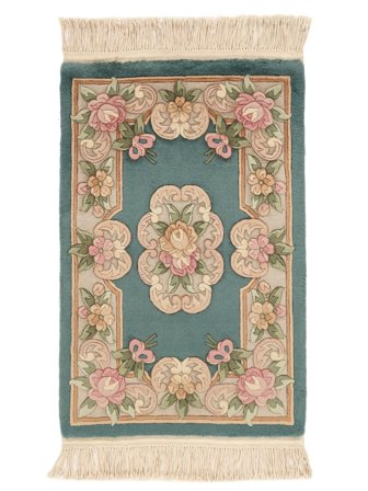 Noué À La Main Chinois 90 Line Tapis 60X90 De Laine Marron/Vert Petit