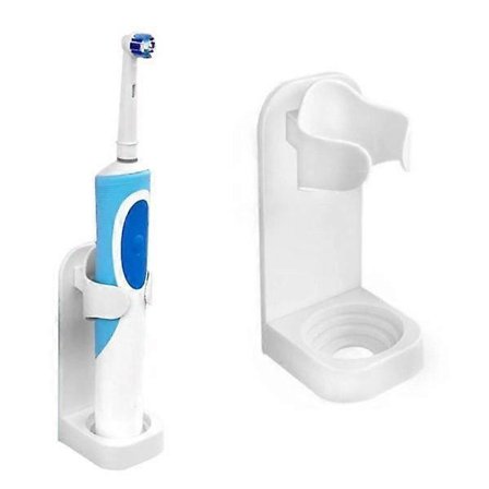 2-pakning - Veggmontert tannbørsteholder for elektriske tannbørster, hvit