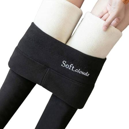 2023 Nye fleeceforede leggingsbukser for kvinner tykk, varm og elastisk CMK Black M