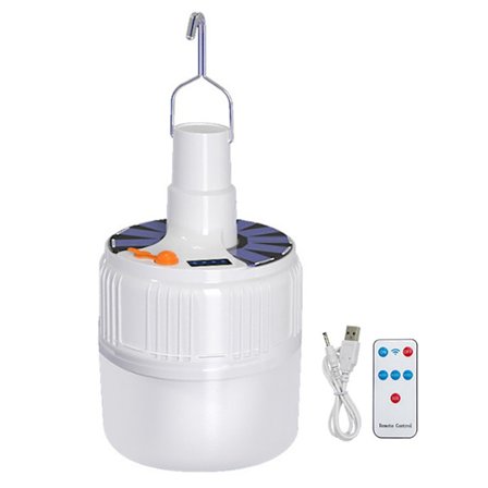Solarladdningsbar LED-lampa Fjärrkontroll Nattmarknad Campinglampa