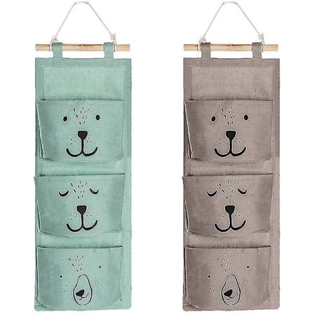 2 kpl Seinälle Ripustettava Säilytyspussi 3 Taskua Pellava Kangas Pussi Kori Vedenpitävä Säilytyspussi Kaukosäätimelle